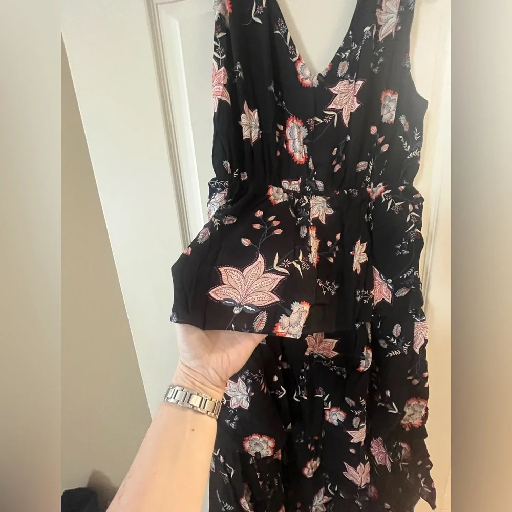 Wishlist Apparel Floral Black and Pink Women's Mid Calf Dress Size Medium - Picture 3 of 16